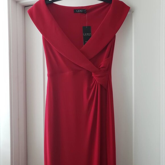 LAUREN RALPH LAUREN JERSEY OFF-THE-SHOULDER GOWN SIZE 0 - Picture 5 of 9